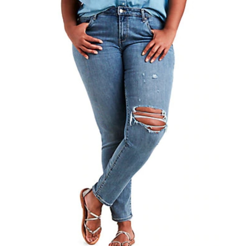 Levi's Plus Size 711 Ripped Skinny Jeans